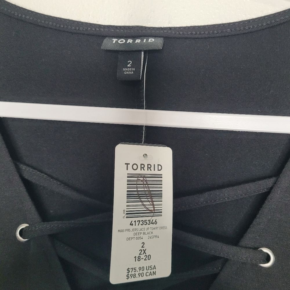 Torrid Black Maxi Jersey Lace Up T-shirt Dress Casual Comfortable Plus Size 2x - Picture 5 of 8